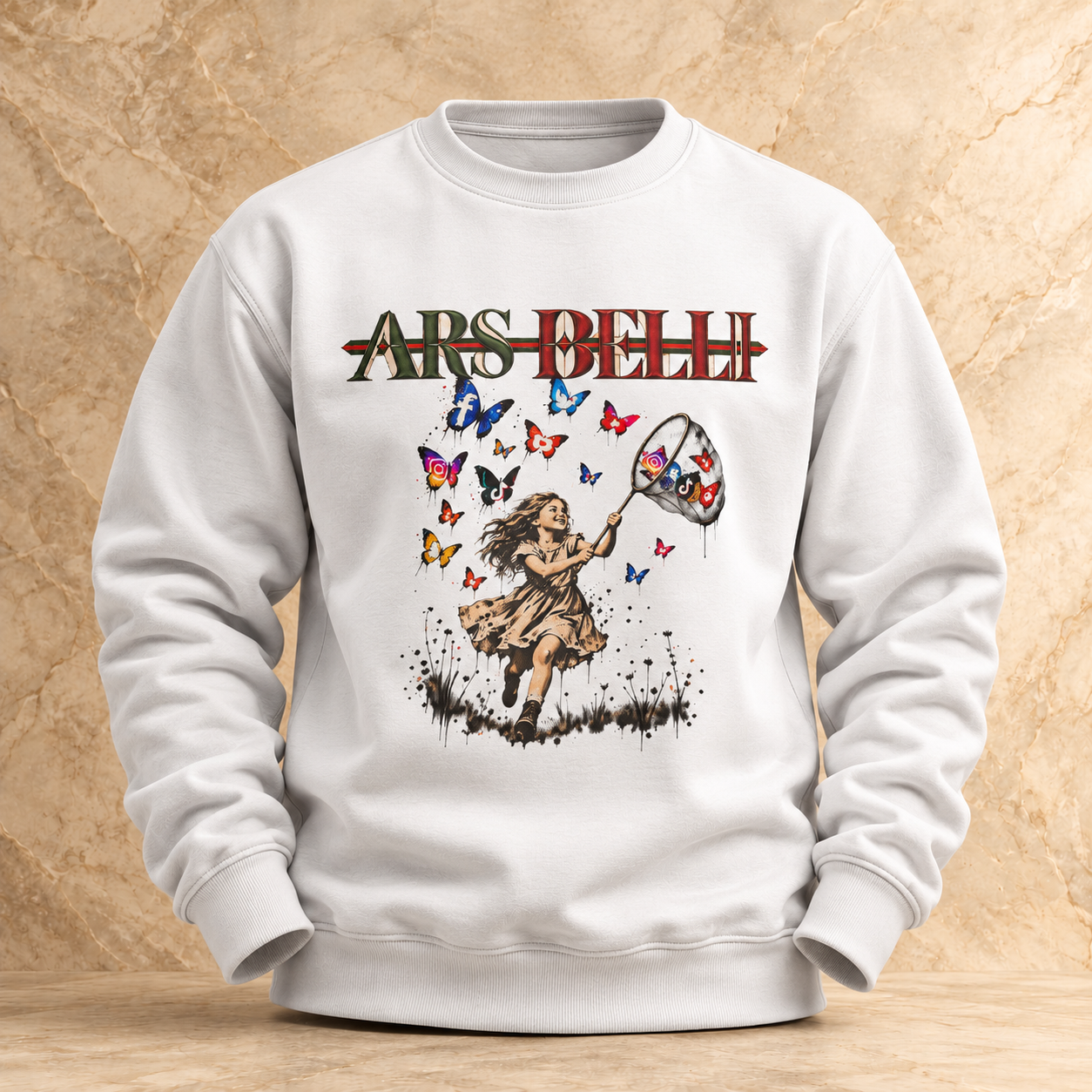 SOCIAL BUTTERFLIES — White Graphic Sweatshirt